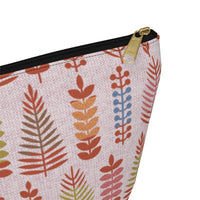 Stamped Leaves Accessory Pouch w T-bottom in Red